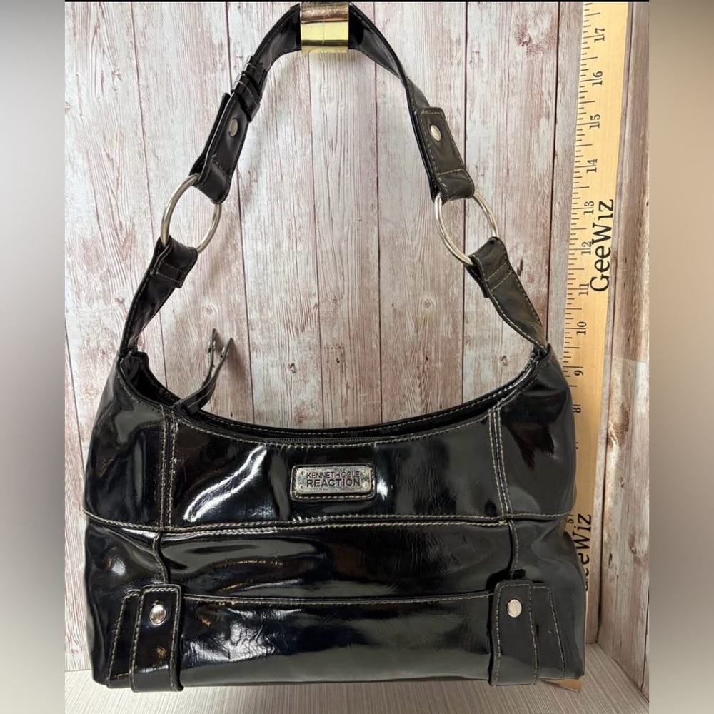 Kenneth Cole Reaction Faux Patent Leather Shoulder Bag